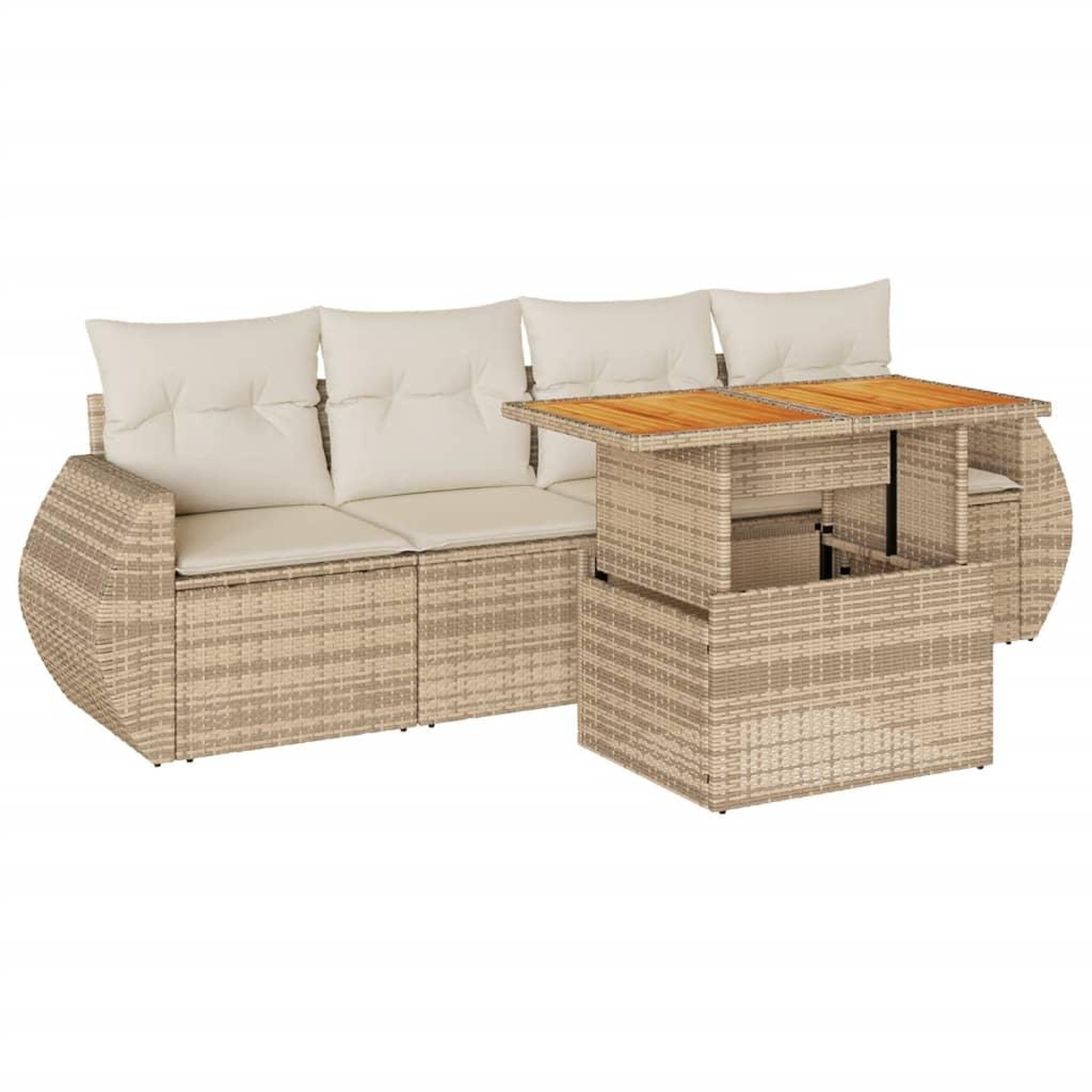 Voir la diapositive 2 : VIDAXL Salon de jardin avec coussins 5 pcs beige resine tressee