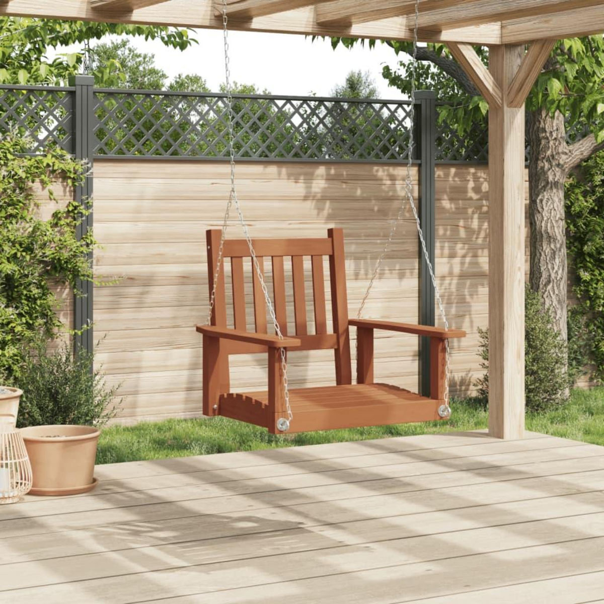 VIDAXL Chaise balançoire de jardin chaînes en metal bois massif sapin