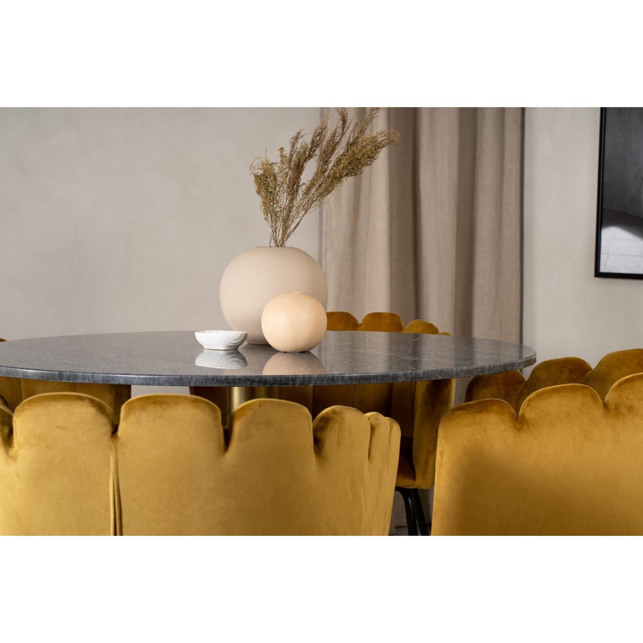 Voir la diapositive 6 : Paris Prix Ensemble table à manger & 4 chaises  estelle ii & limhamn  106cm gris foncé & jaune