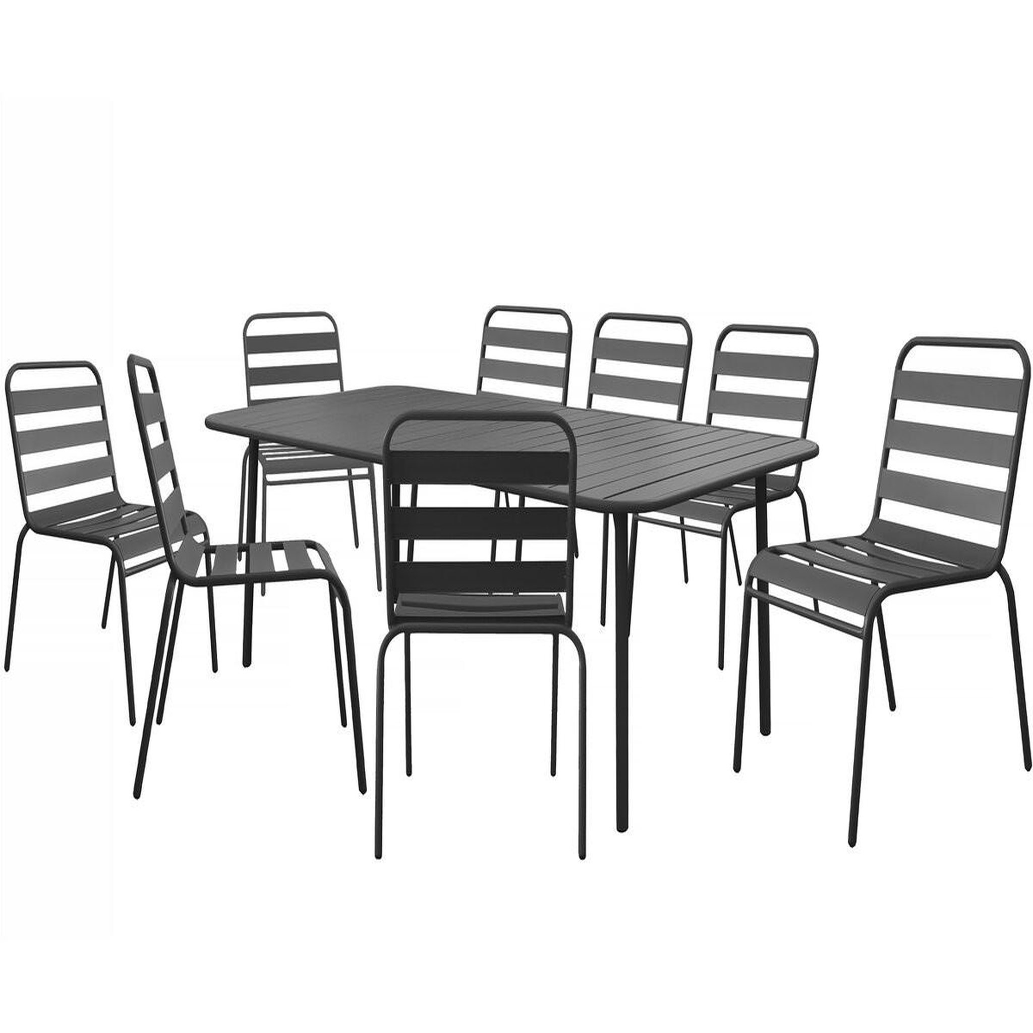 Habitat et Jardin Table et chaises de jardin en métal  bilbao  - 8 places - gris