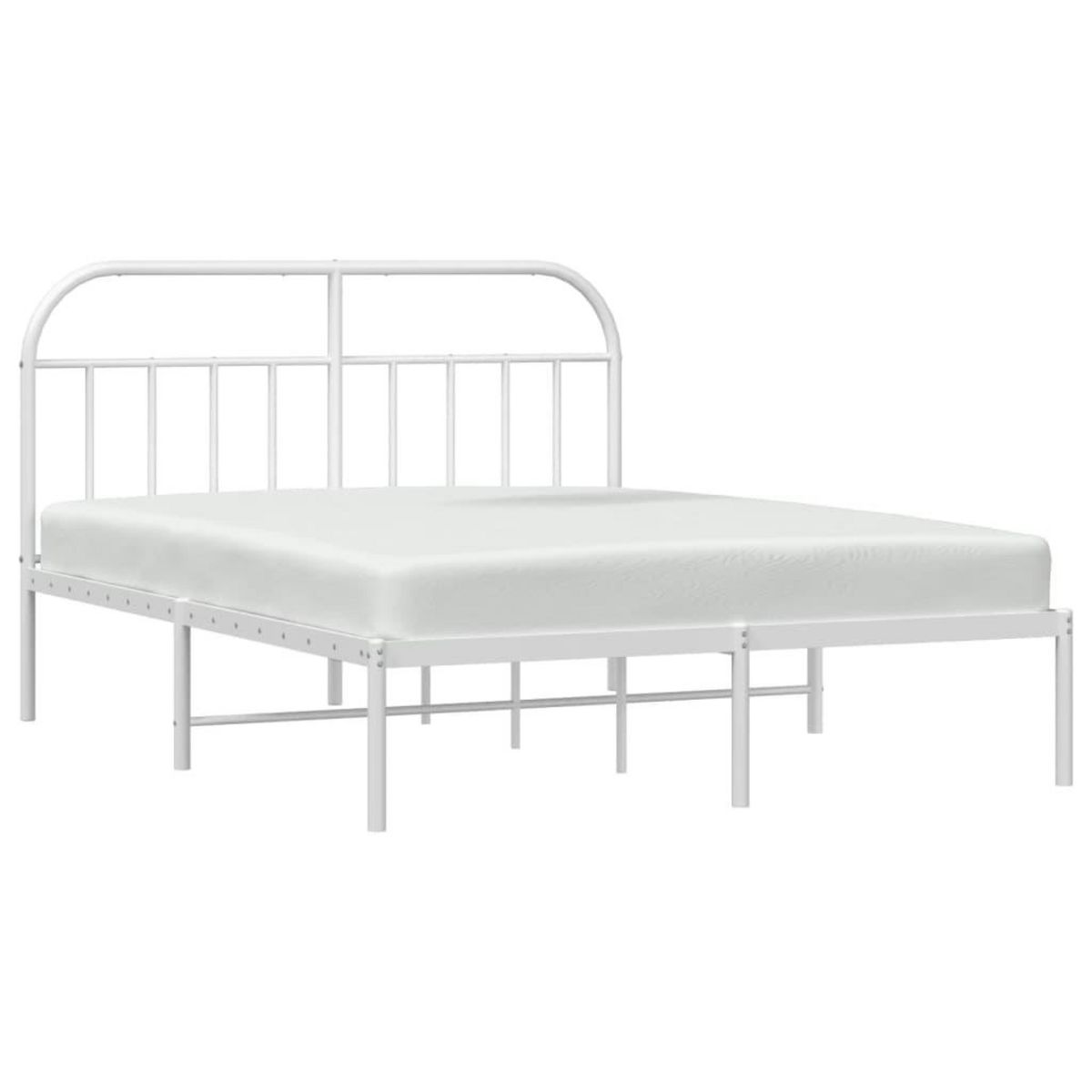 VIDAXL Cadre de lit metal sans matelas et tete de lit blanc 160x200 cm