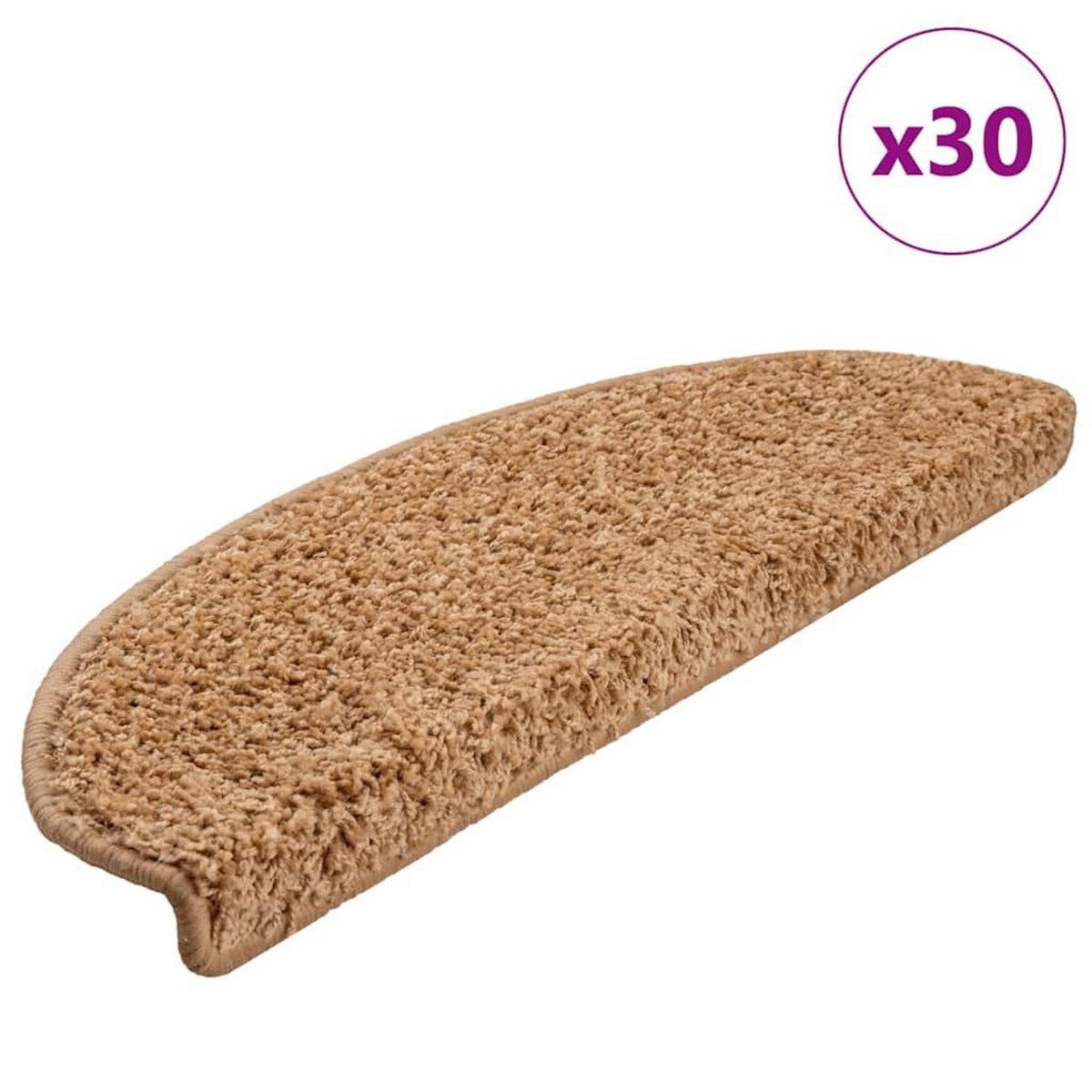 VIDAXL Tapis d'escalier 30 pcs beige 65x21x4 cm