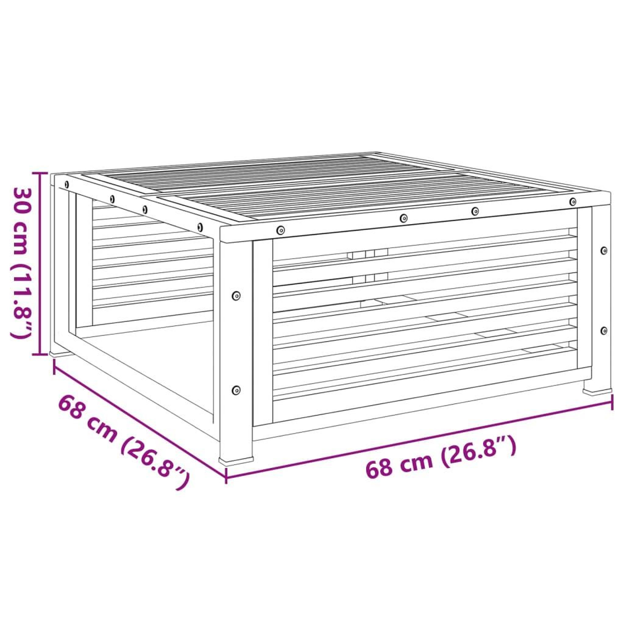 Voir la diapositive 6 : VIDAXL Table de jardin 68x68x30 cm bois massif d'acacia