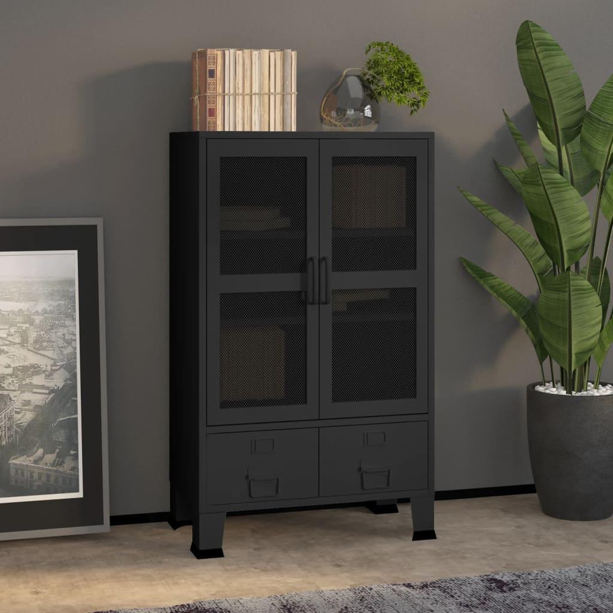 Voir la diapositive 1 : VIDAXL Coffre de rangement industriel Noir 70x40x115 cm Metal