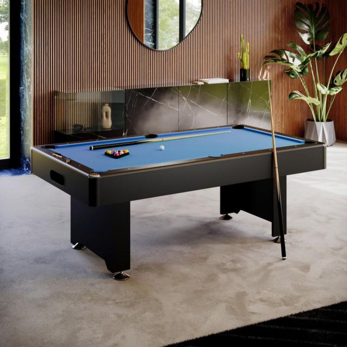 SOKKER Billard Américain convertible Table dinatoire - 212 x 118 x 86 cm - Retour de boules automatique et Accessoires inclus