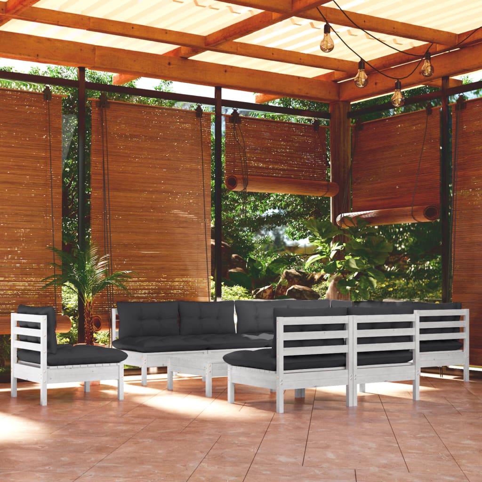 VIDAXL Salon de jardin 11 pcs avec coussins blanc bois de pin solide