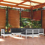 Voir la diapositive 1 : VIDAXL Salon de jardin 11 pcs avec coussins blanc bois de pin solide