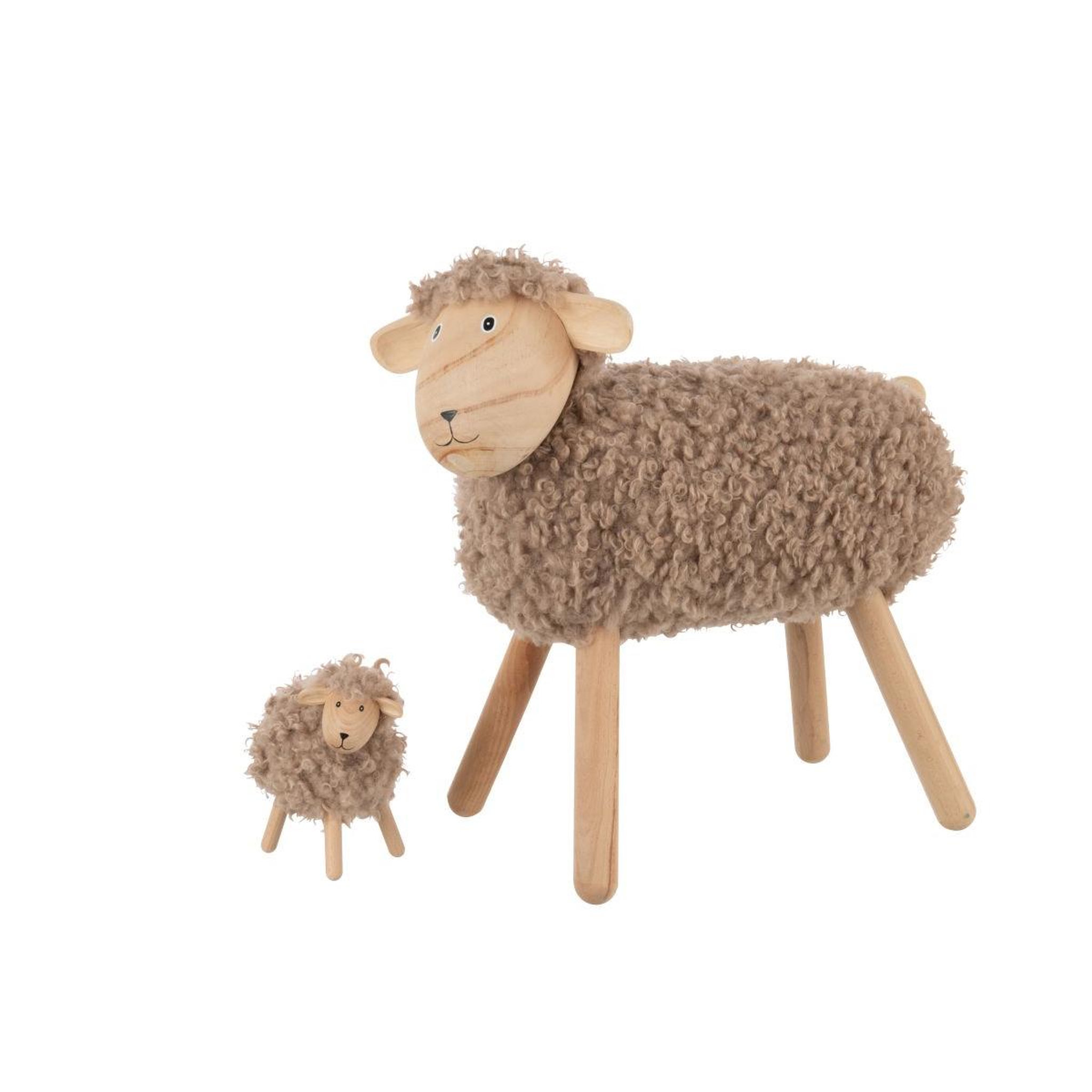 Voir la diapositive 3 : J-LINE Statuette mouton en bois  chalet  45cm beige