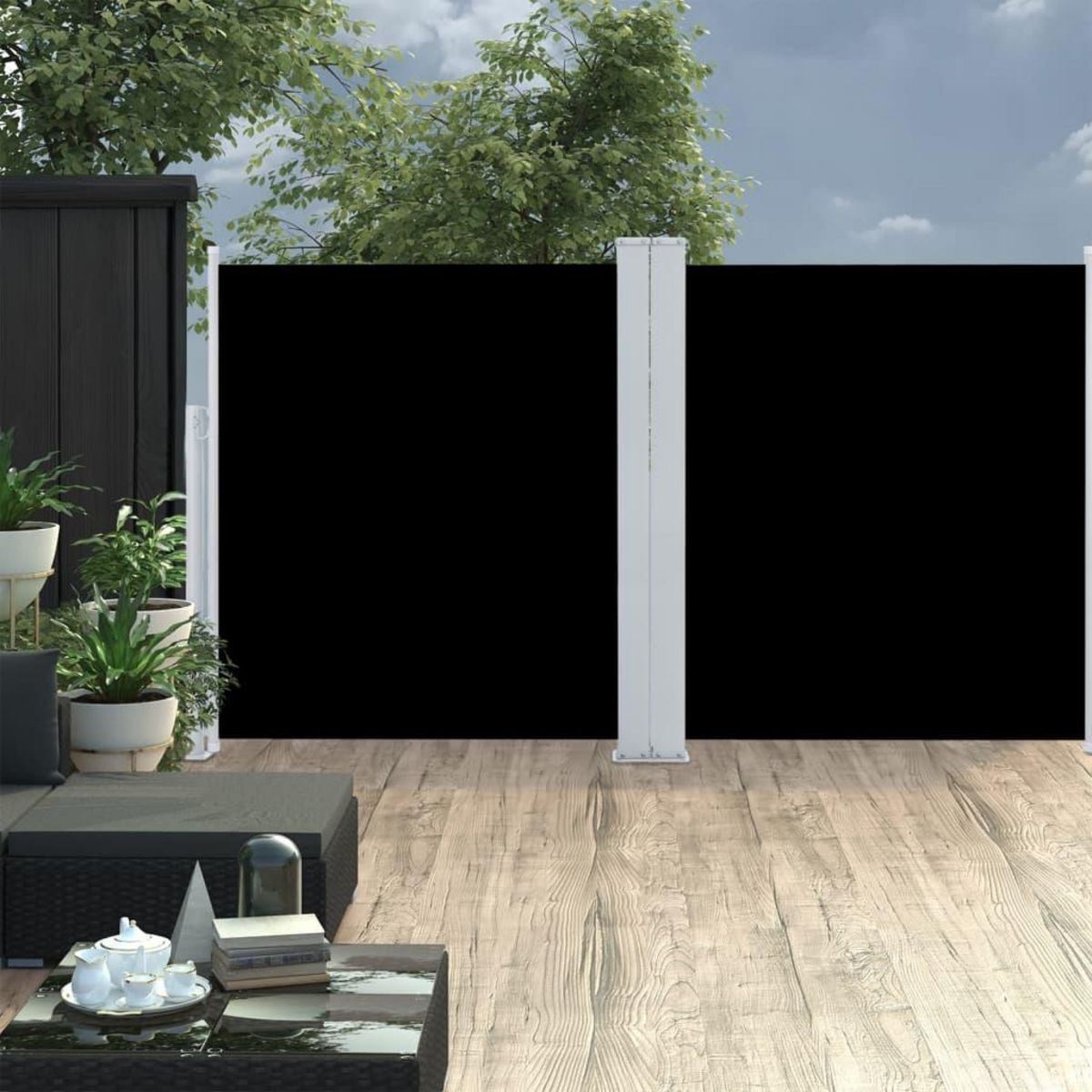 VIDAXL Auvent lateral retractable Noir 140x600 cm