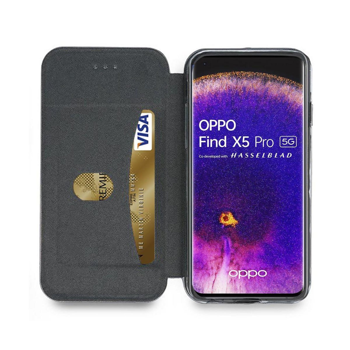 IBROZ Etui Oppo Find X5 Pro Etui Cuir Rose Gol