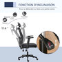 Voir la diapositive 5 : VINSETTO Fauteuil de bureau manager grand confort dossier ergonomique inclinable hauteur assise réglable pivotant tissu maille noir