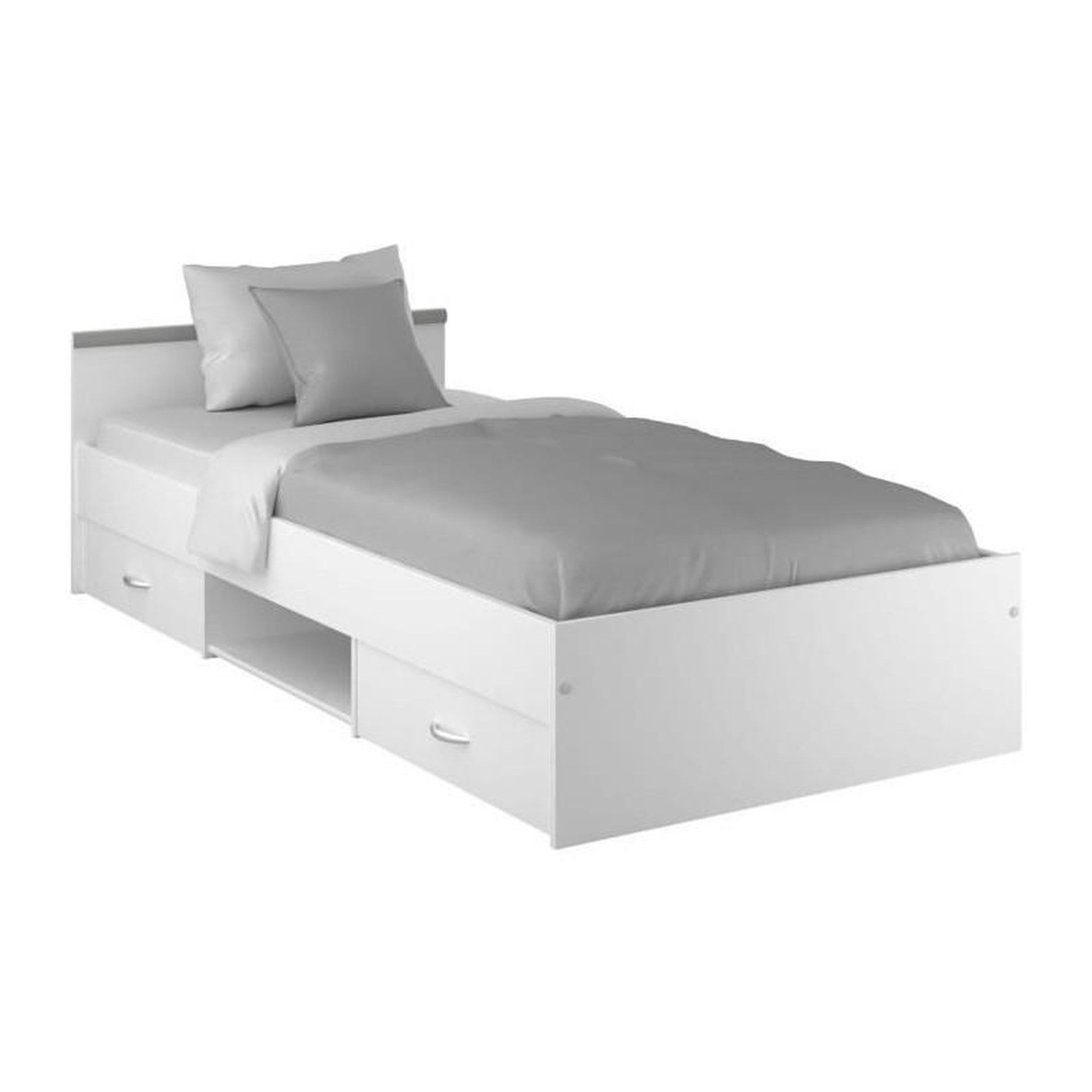 Voir la diapositive 2 : PARISOT Chambre complete enfant 3 pieces ZODIAC - Lit + chevet + bureau - Décor blanc mat - PARISOT
