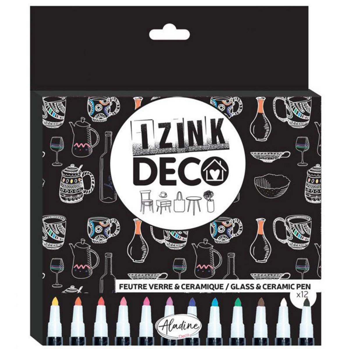 Aladine 12 feutres pour verre et céramique