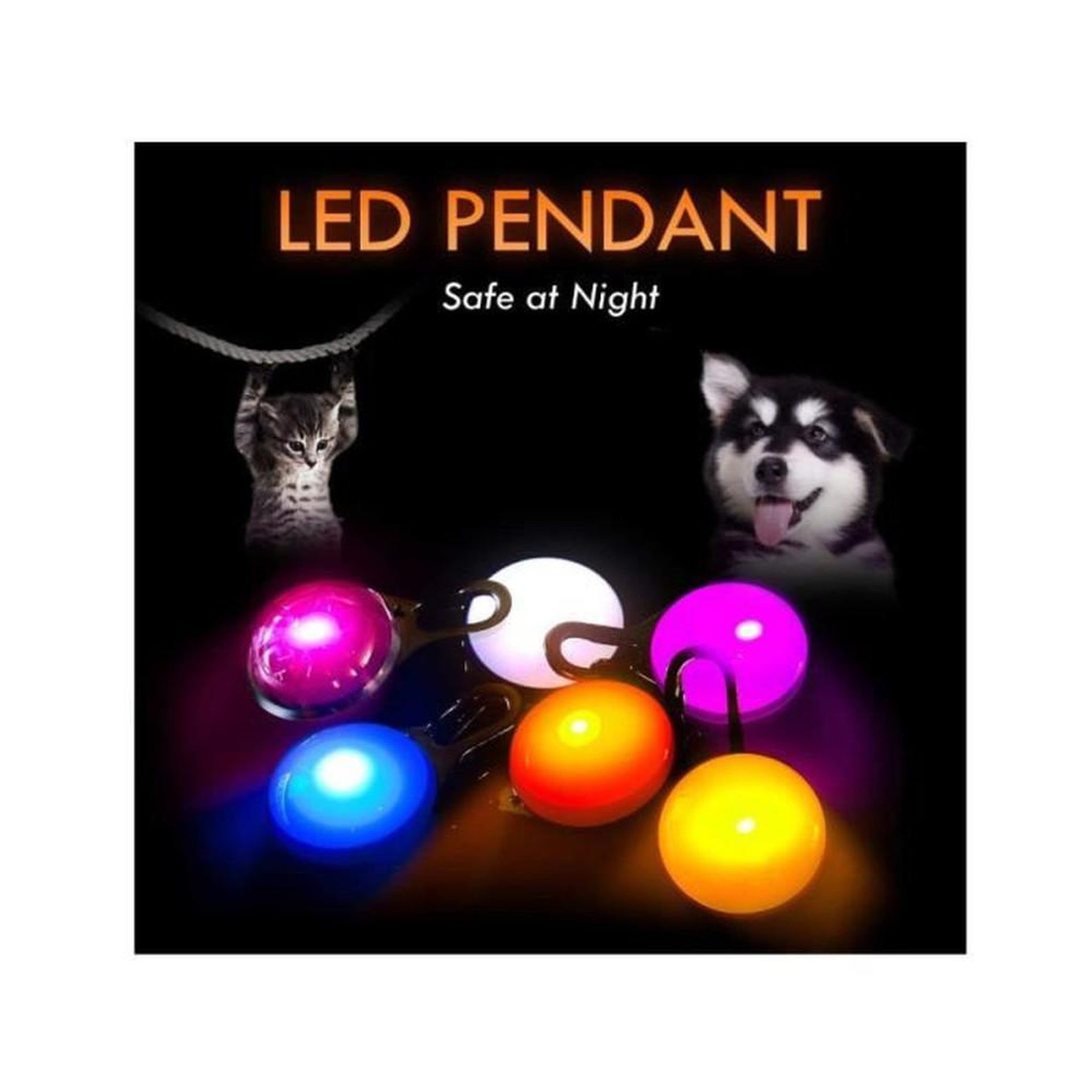 Voir la diapositive 2 : Pendentifs LED de sécurité pour chien étanches, lot de 6, 3 modes lumière (clignotant lent/rapide, fixe)