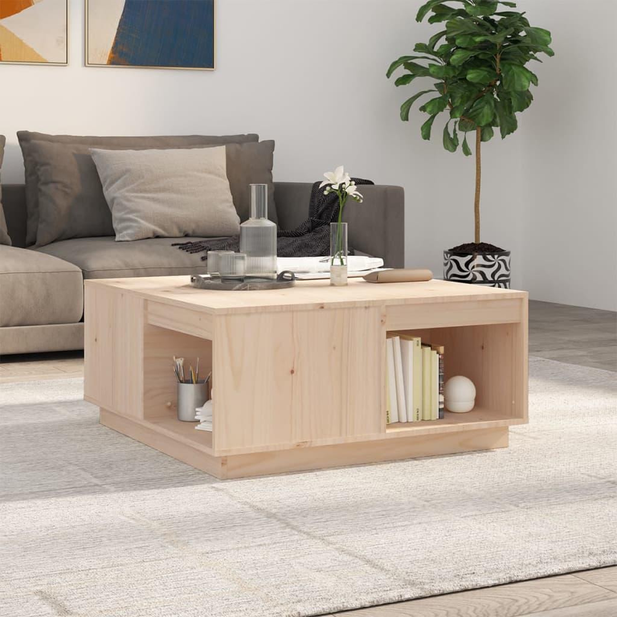 Voir la diapositive 1 : VIDAXL Table basse 80x81x36,5 cm Bois massif de pin