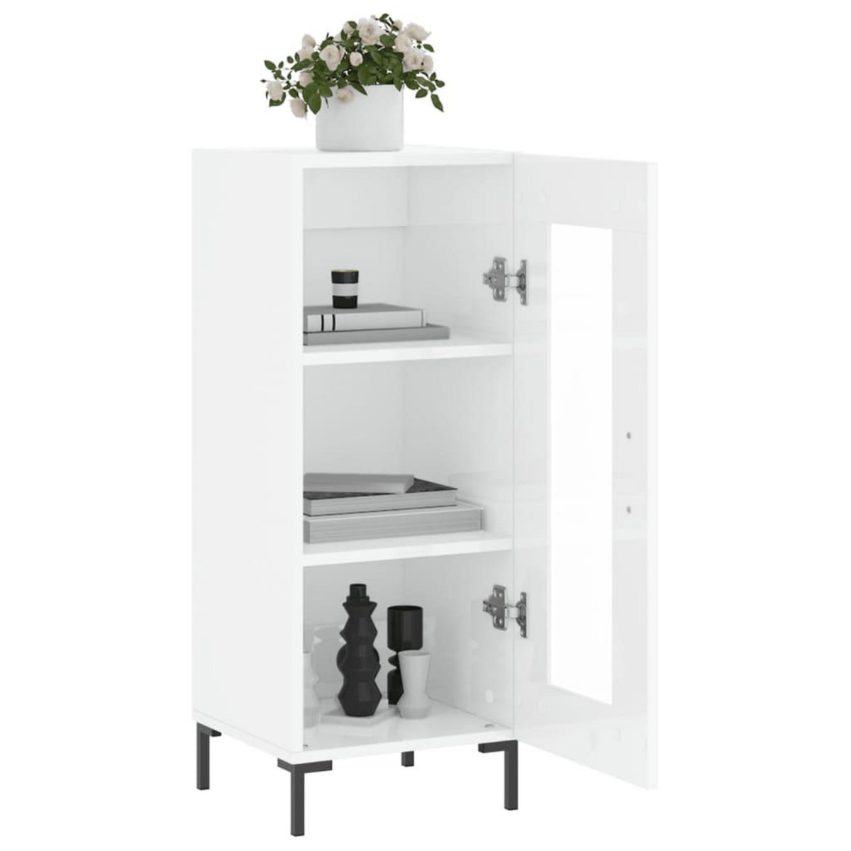 VIDAXL Buffet Blanc brillant 34,5x34x90 cm Bois d'ingenierie