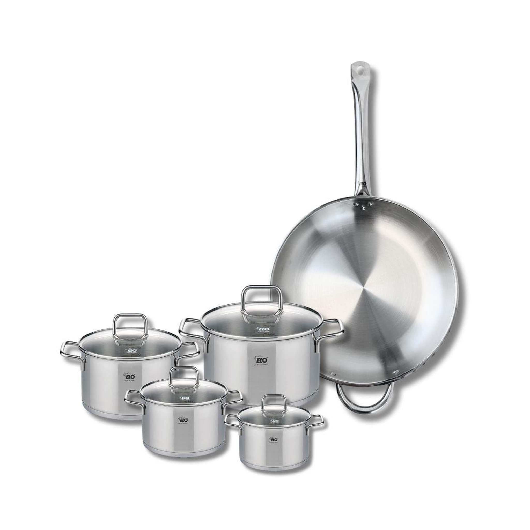 ELO Set de 1 poêle de cuisson 32 cm et 4 faitouts 12, 14, 16 et 20 cm elo profi citrin