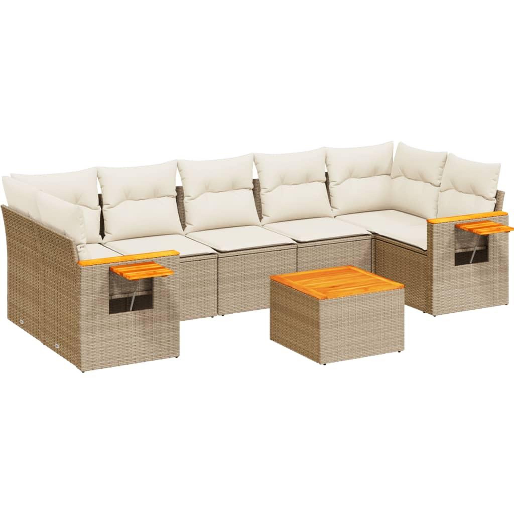 Voir la diapositive 2 : VIDAXL Salon de jardin avec coussins 8 pcs beige resine tressee