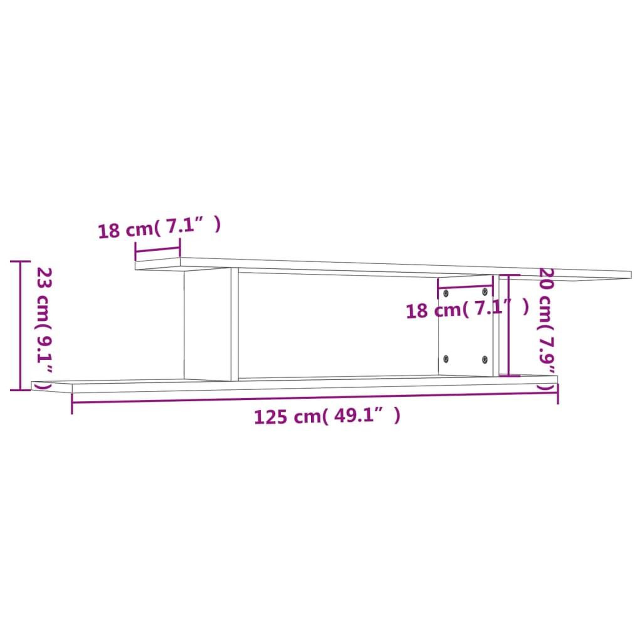 Voir la diapositive 6 : VIDAXL Etagere TV murale Chene Sonoma 125x18x23 cm Bois d'ingenierie