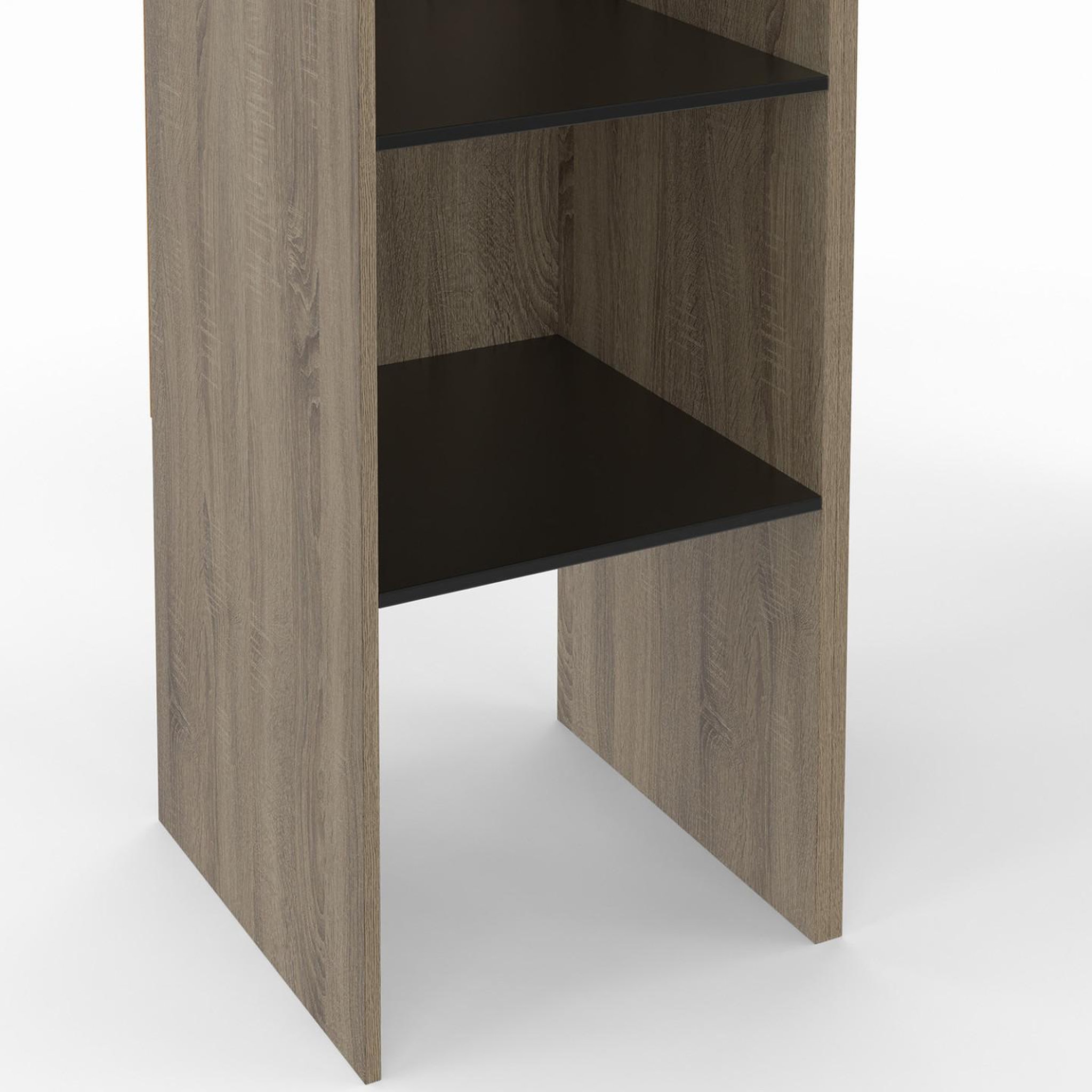 Voir la diapositive 6 : ID MARKET Dressing d'angle modulable l. 90 / 127 cm melman double penderie + étagères bois et noir