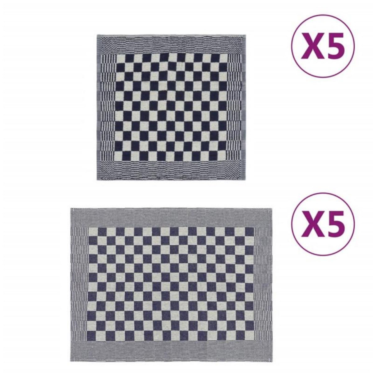 VIDAXL Ensemble de serviettes 10 pcs bleu et blanc coton