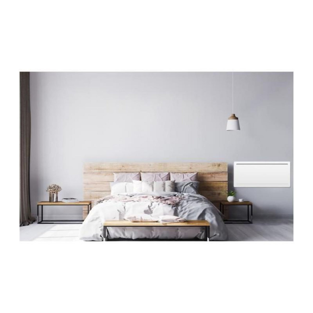 OCEANIC Radiateur électrique fixe a inertie seche céramique 2000W OCEANIC Rubis - Design galbé - Blanc - NF