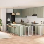 VIDAXL Barriere pour chien porte pliable 8panneaux blanc bois peuplier