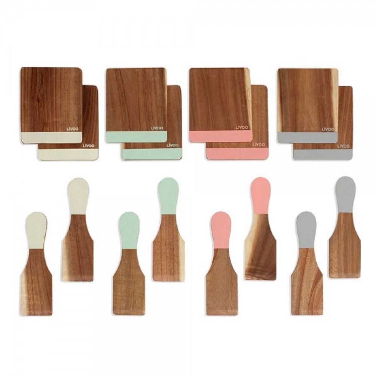 LIVOO Set 8 spatules + 8 planchettes bois - MEN427