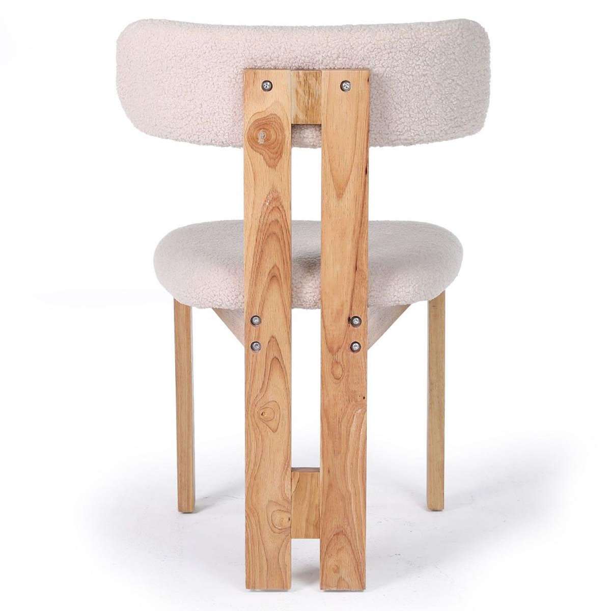 Paris Prix Chaise Design Bouclette  Keven  78cm Beige & Bois Clair