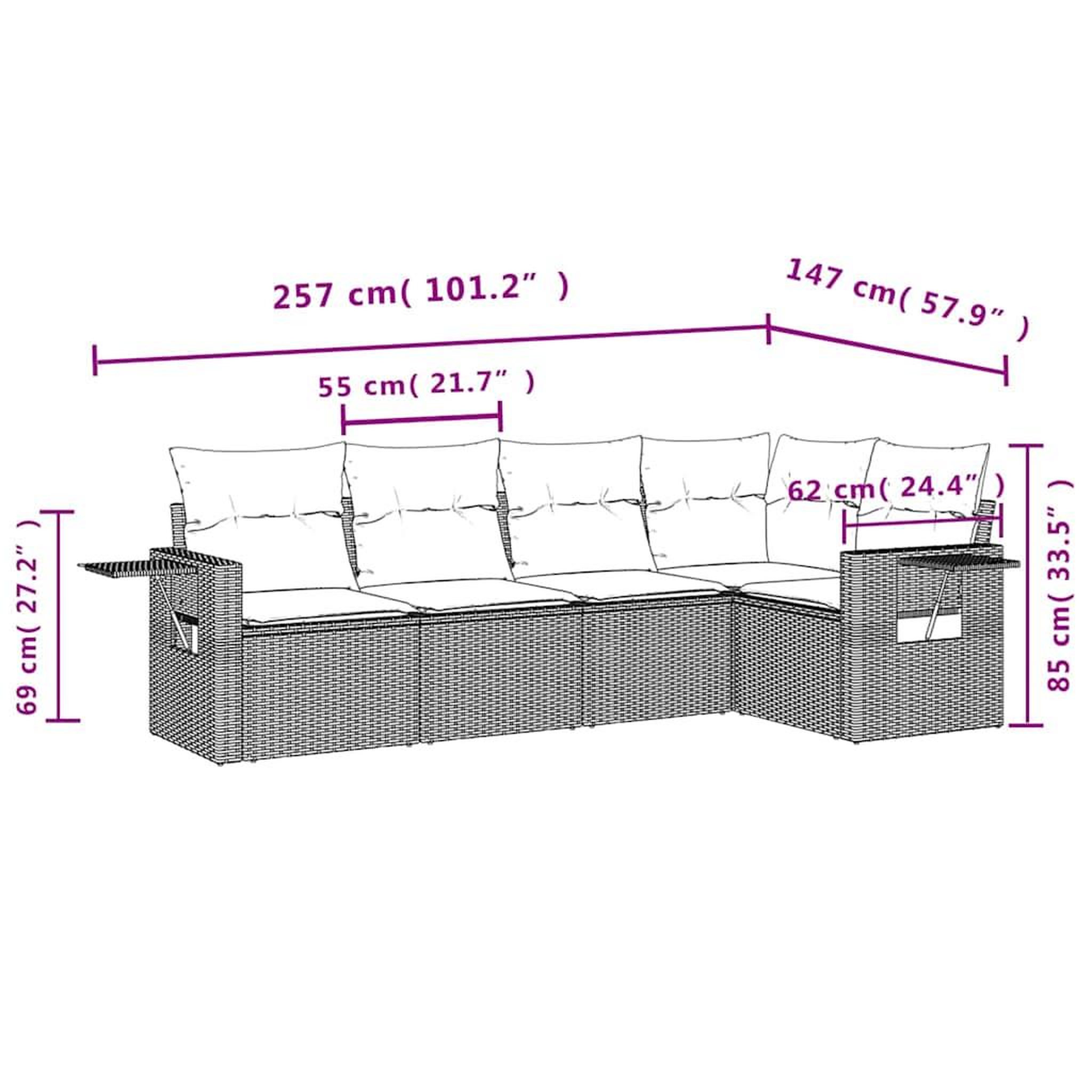 Voir la diapositive 6 : VIDAXL Salon de jardin 5 pcs avec coussins gris clair resine tressee