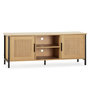 Voir la diapositive 1 : VS VENTA-STOCK Meuble tv Cruz 2 portes couleur chêne avec rotin naturel, 120 cm