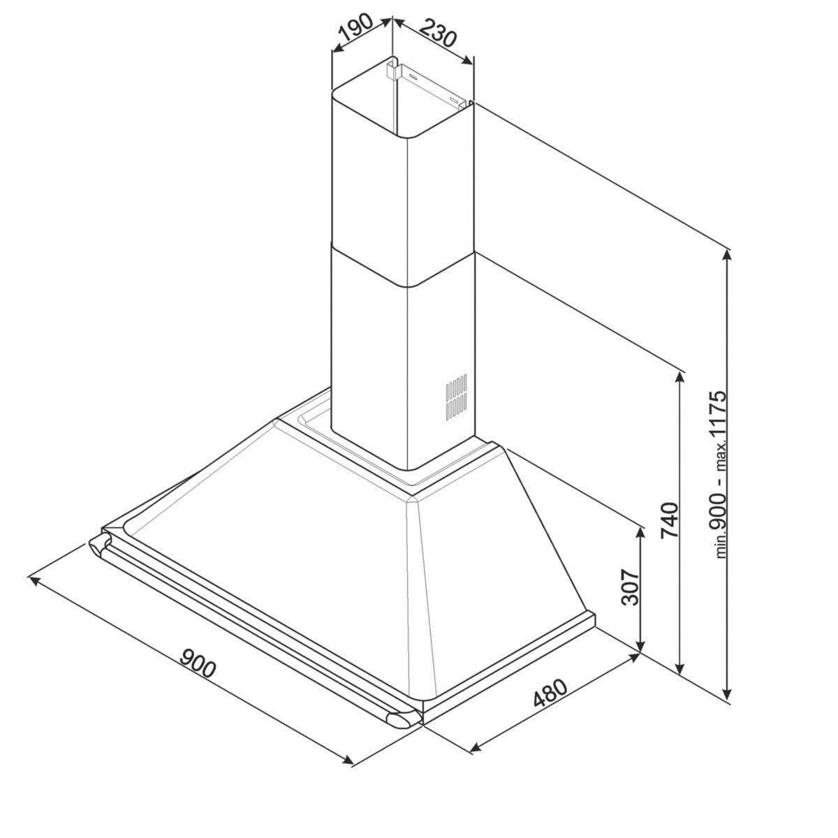 SMEG Hotte décorative murale KT90BLE