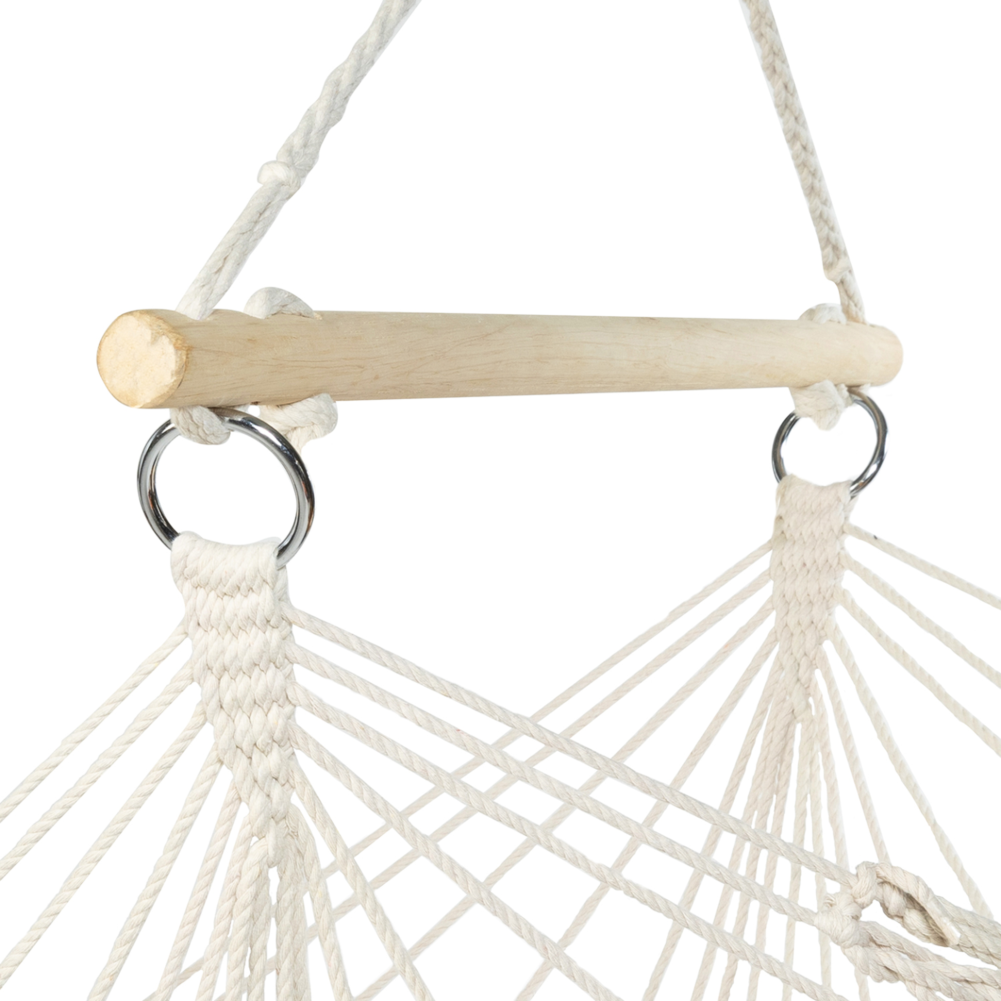 Voir la diapositive 6 : ID MARKET Fauteuil suspendu bohème 2 coussins écru design macramé