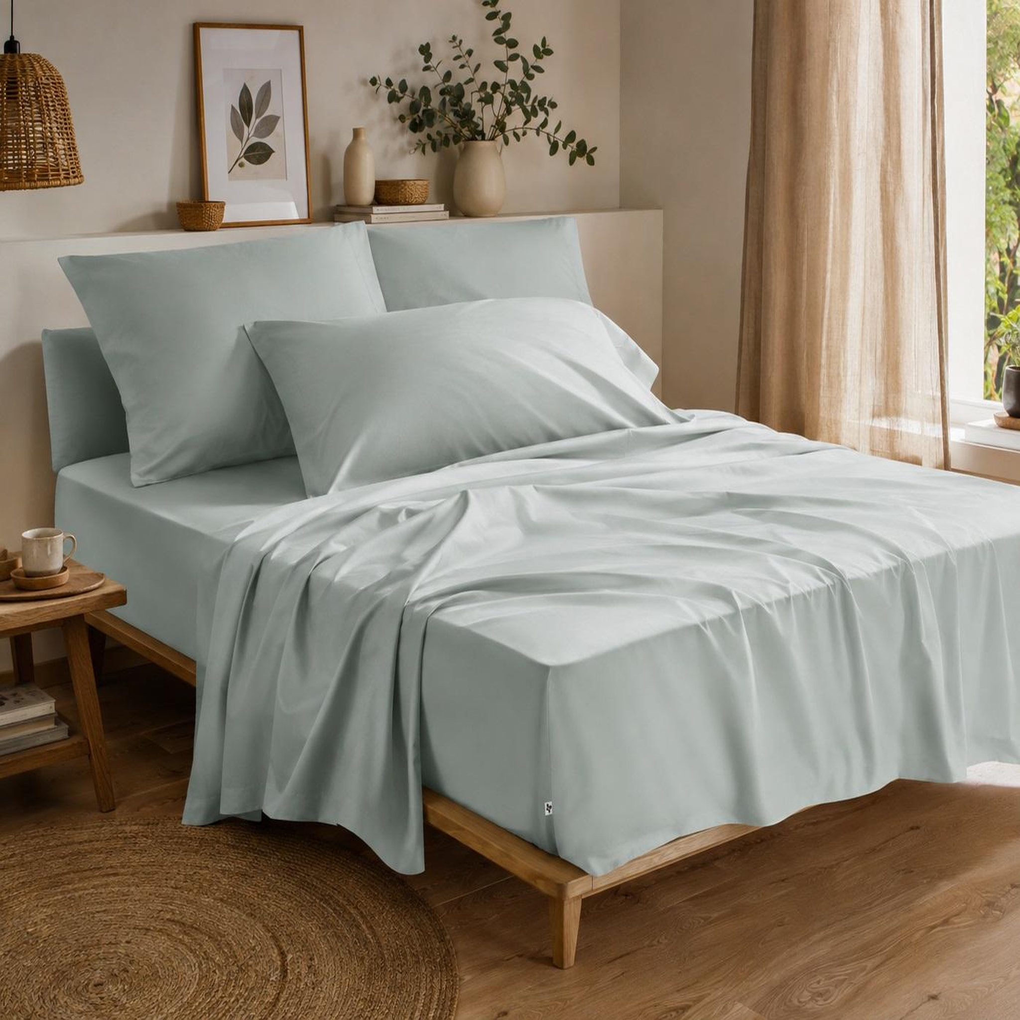 Voir la diapositive 2 : Eden Drap housse double gaze de coton gaïa