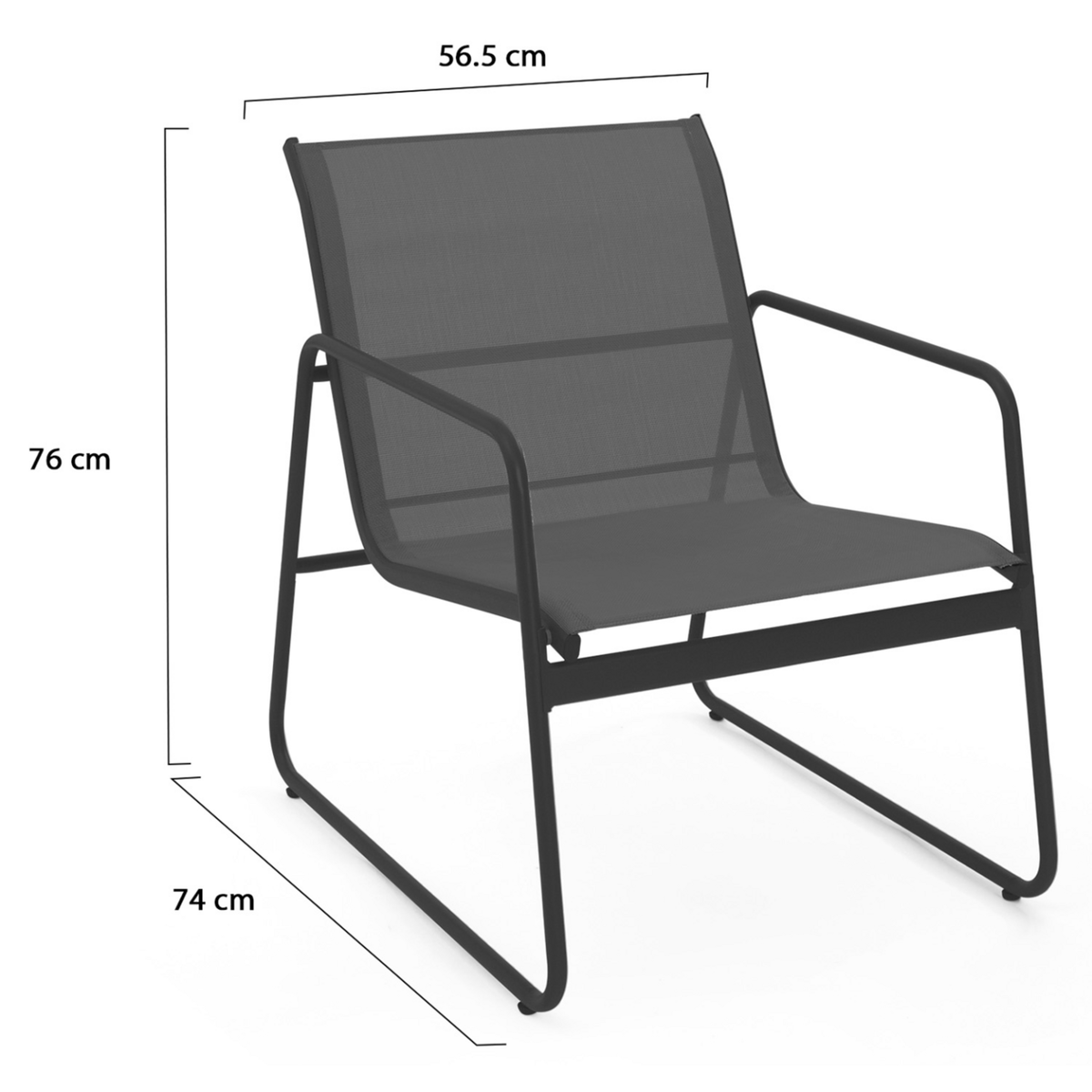 ID MARKET Salon de jardin bas MALAGA 4 places avec canapé, fauteuils et table gris anthracite