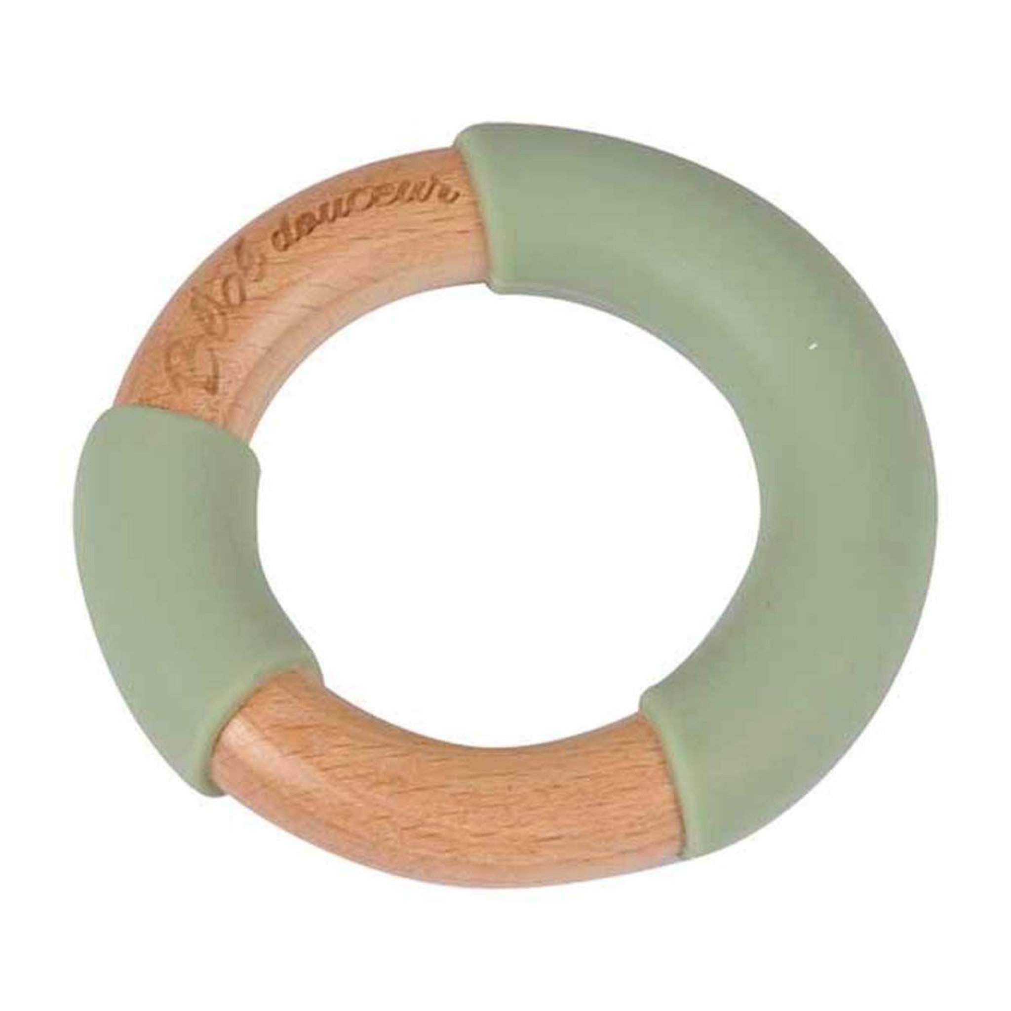 Voir la diapositive 1 : BEBE DOUCEUR Jouet d'Éveil Bébé  Anneau en Bois  7cm Vert