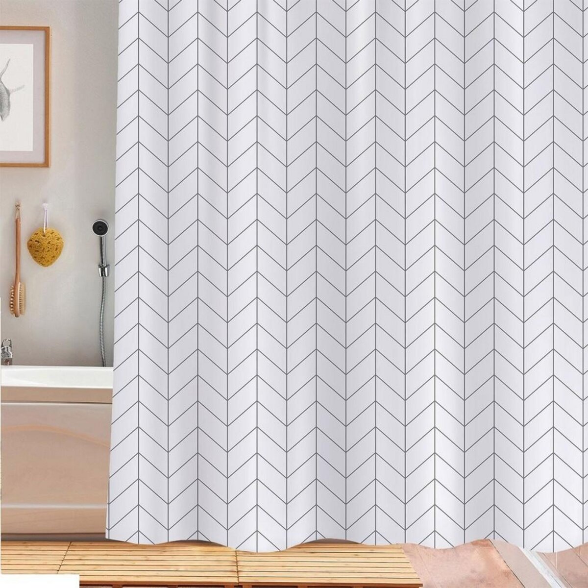 FORNORD Rideau de douche 180x180 cm Lines