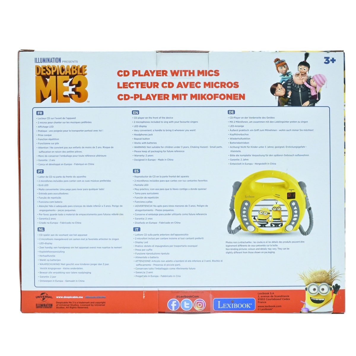 Lexibook Lecteur CD portable avec 2 microphones Les Minions