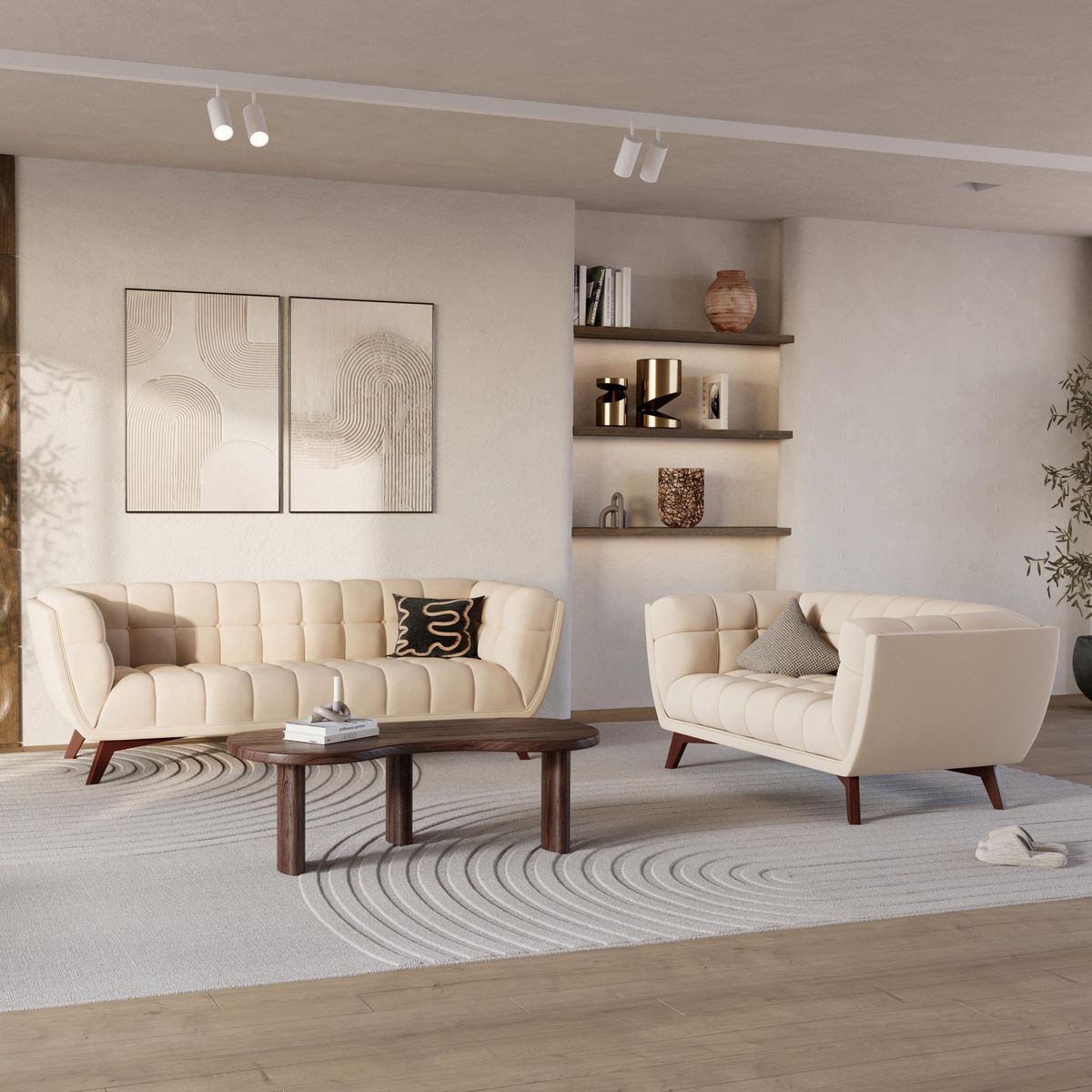 Rendez vous déco Canapé 3 places en velours vert foncé - Mona