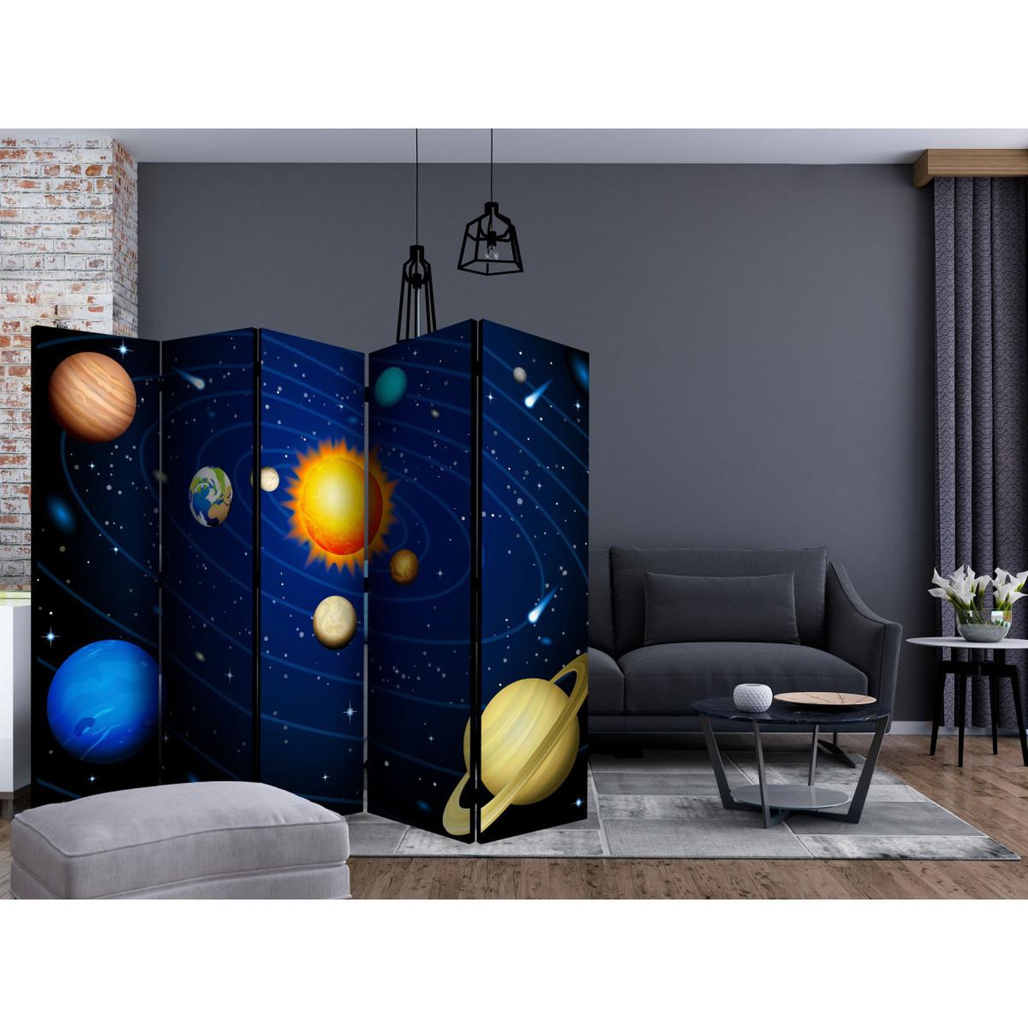 Voir la diapositive 2 : Paris Prix Paravent 5 volets  solar system  172x225cm