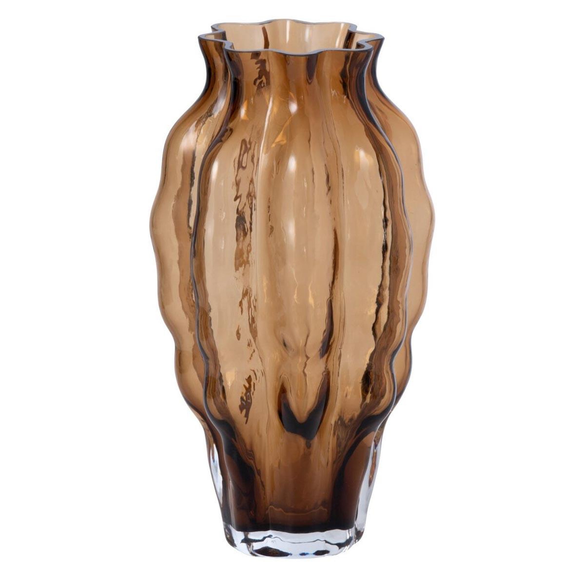 J-LINE Vase Design en Verre  Pod  24cm Marron