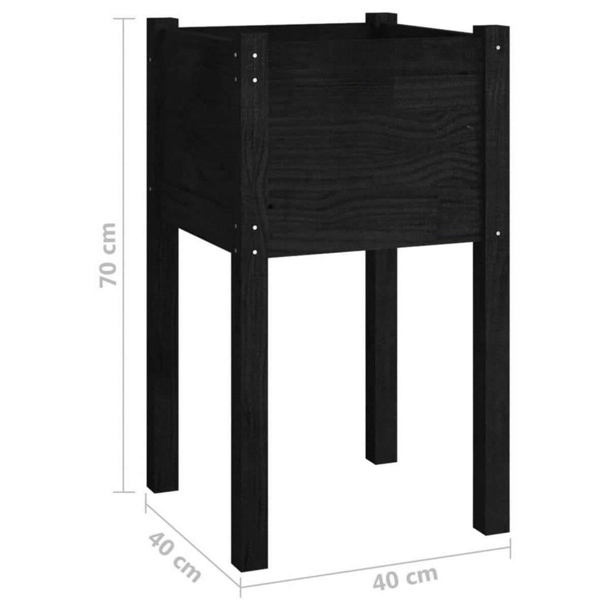 VIDAXL Jardinieres d'exterieur 2pcs Noir 40x40x70cm Bois de pin massif