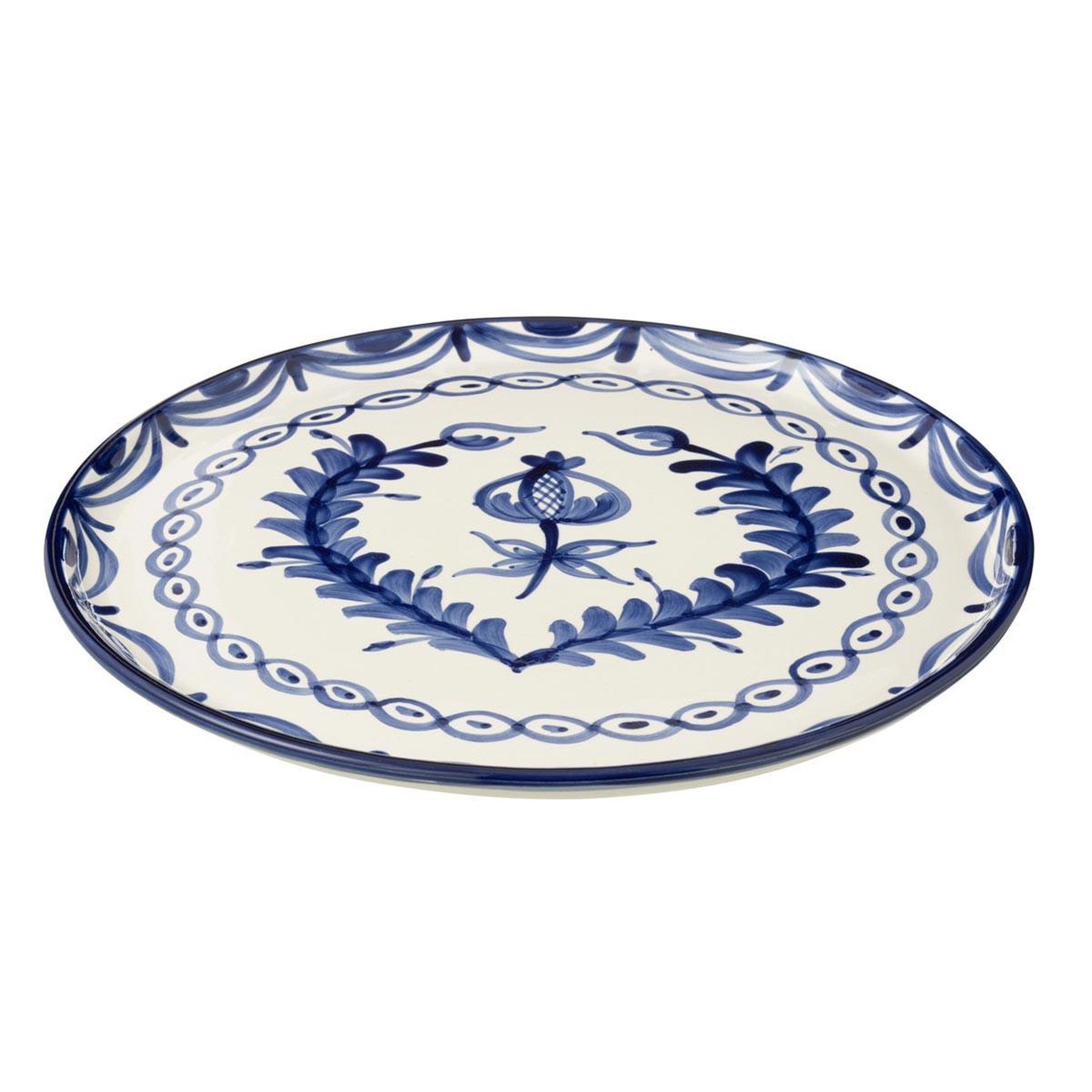Voir la diapositive 2 : J-LINE Assiette de présentation en céramique  granada  34cm bleu cobalt