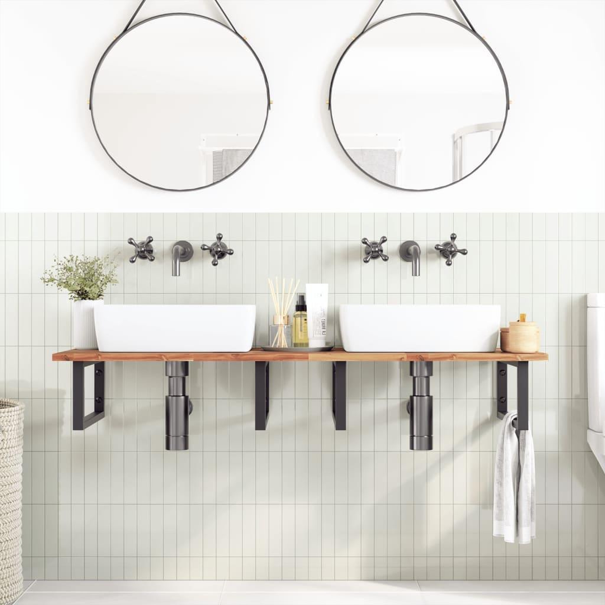Voir la diapositive 2 : VIDAXL Dessus de meuble de salle de bain finition a l'huile 140x50x2cm