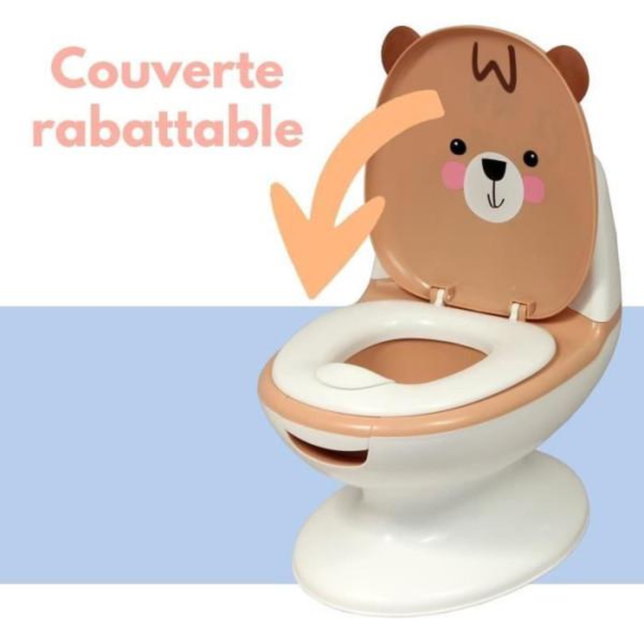 Voir la diapositive 6 : BAMBISOL Pot bébé éducatif BAMBISOL - Couvercle et siege rabattable - Manette chasse-d'eau