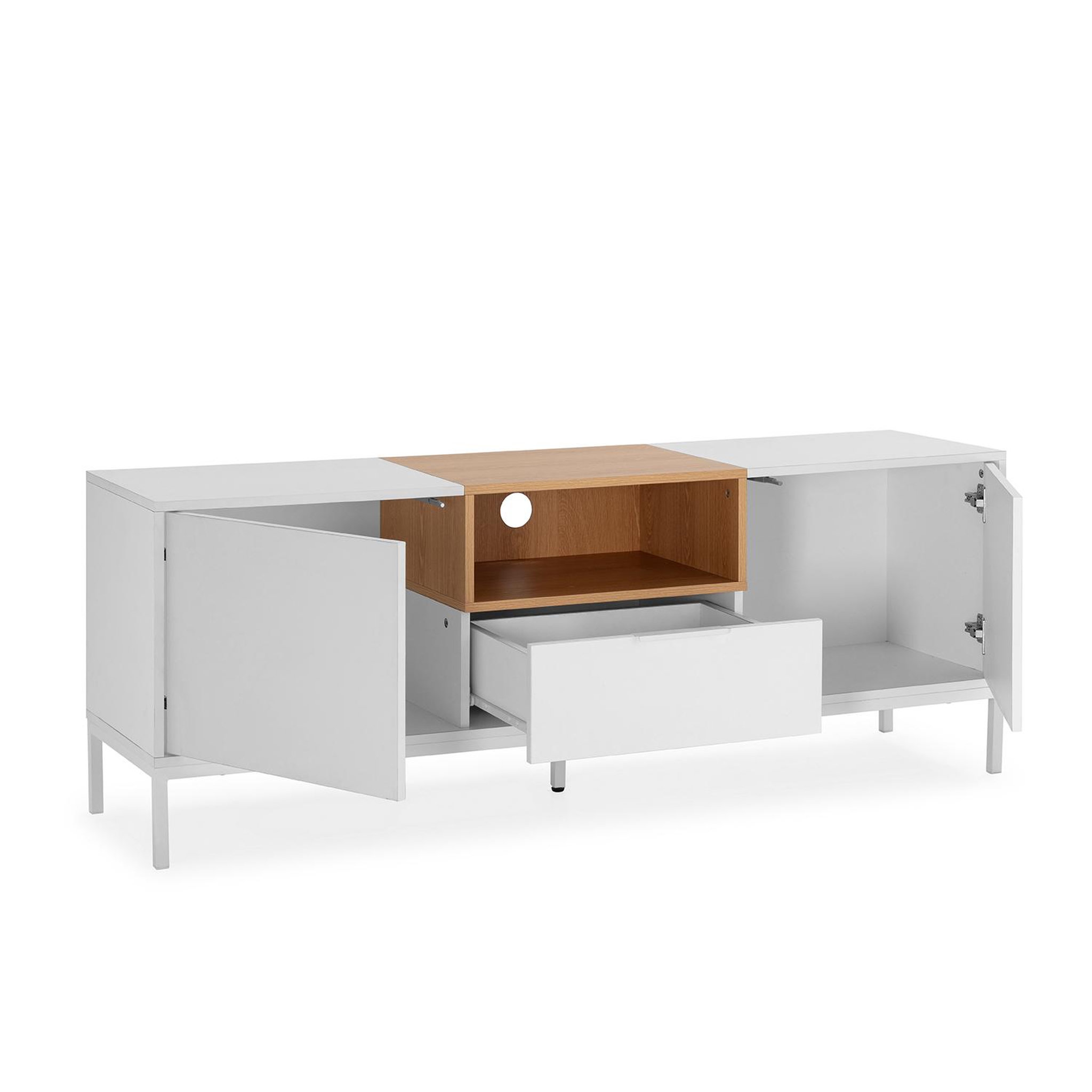 Voir la diapositive 3 : VS VENTA-STOCK Meuble Tv Nieve 2 portes 1 tiroir couleur Blanc