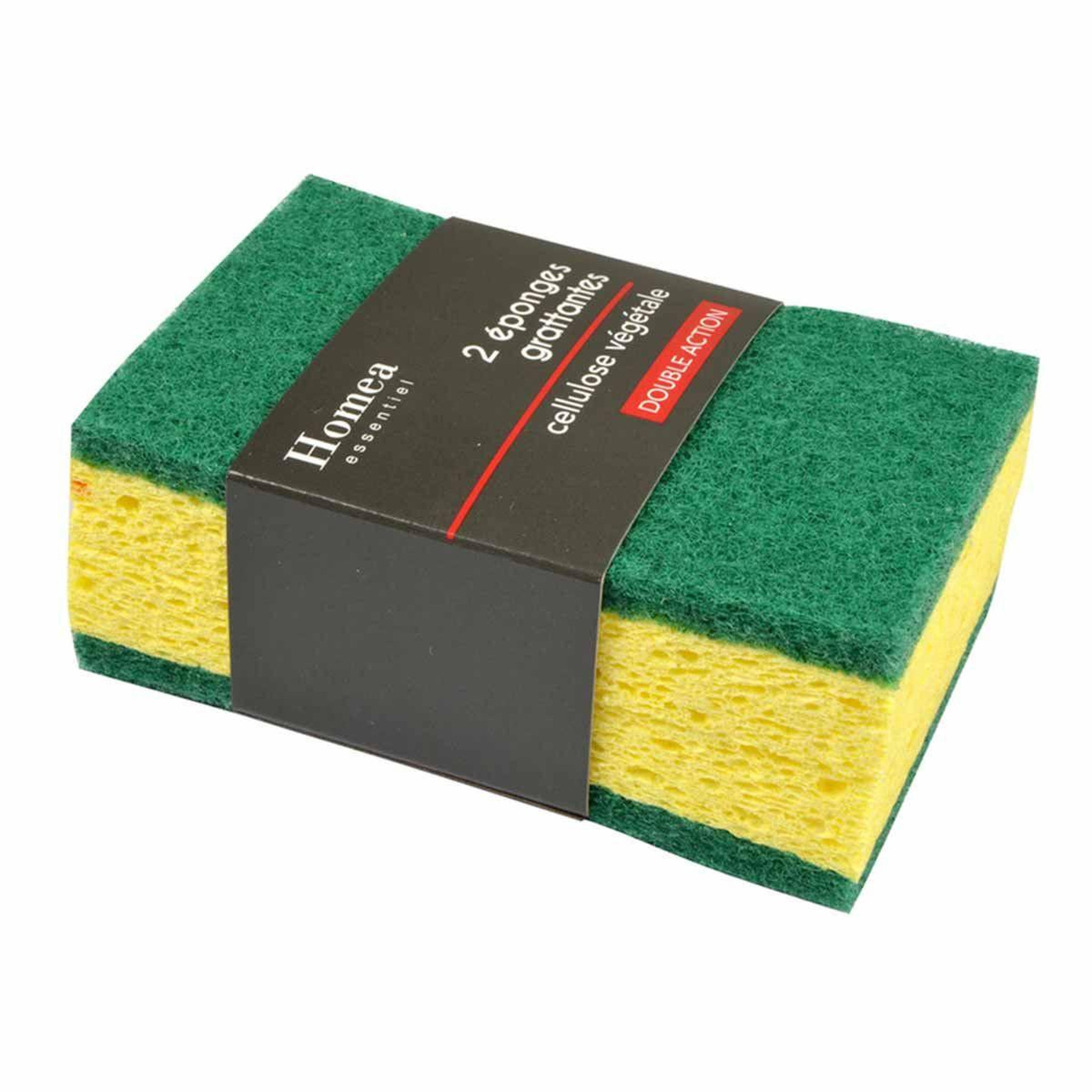 Voir la diapositive 3 : HOMEA Lot de 2 éponges grattantes  double action  11cm vert