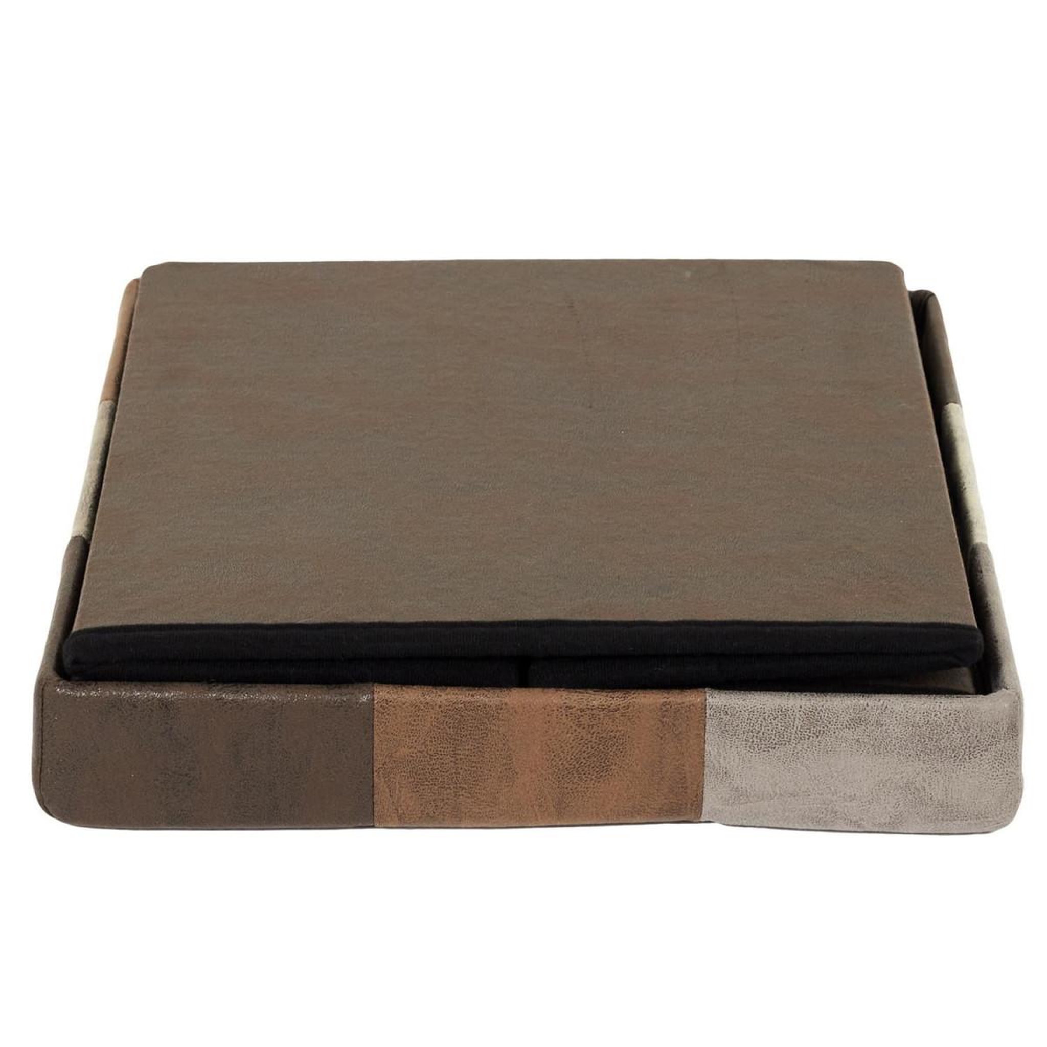 Voir la diapositive 4 : The Home Deco Factory Pouf coffre pliable patchwork  loic  38cm marron