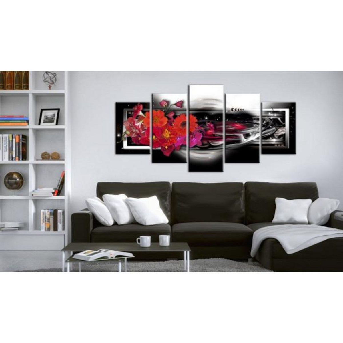 Paris Prix Tableau Imprimé  Gerberas on Black Background