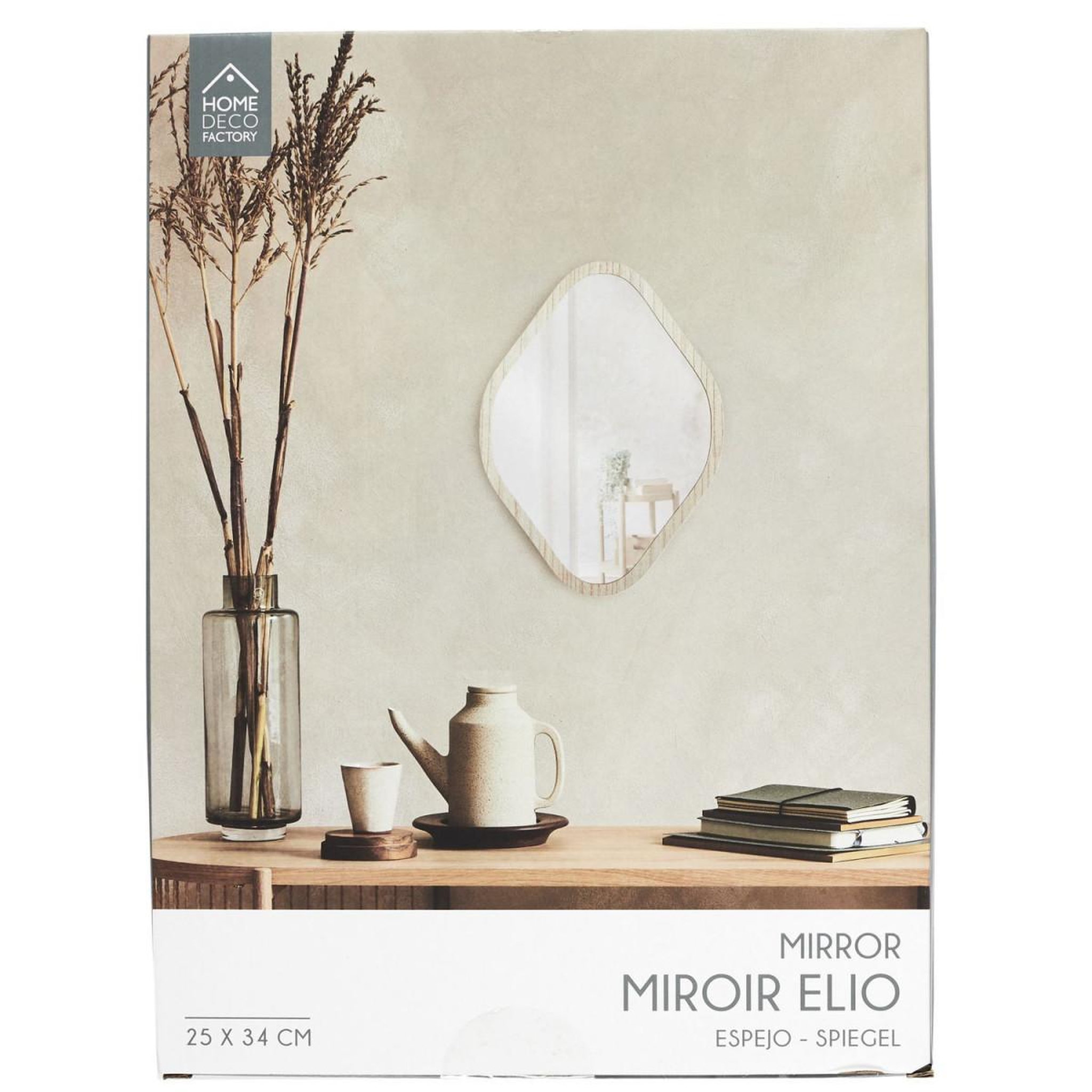 Voir la diapositive 4 : The Home Deco Factory Miroir Déco Losange  Elio  34cm Naturel